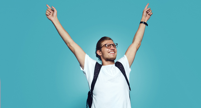 Man cheering