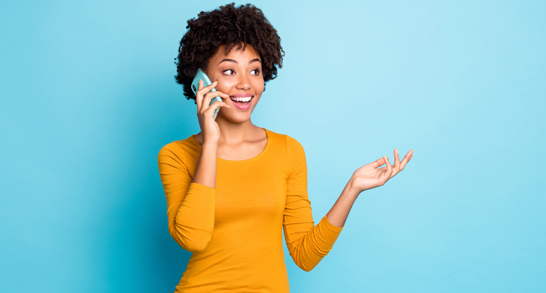 Woman talking on a phone