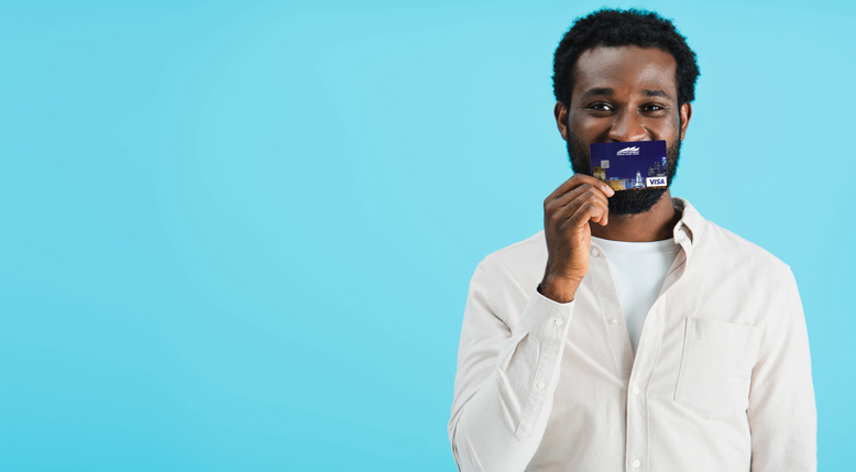 Man holding credit card